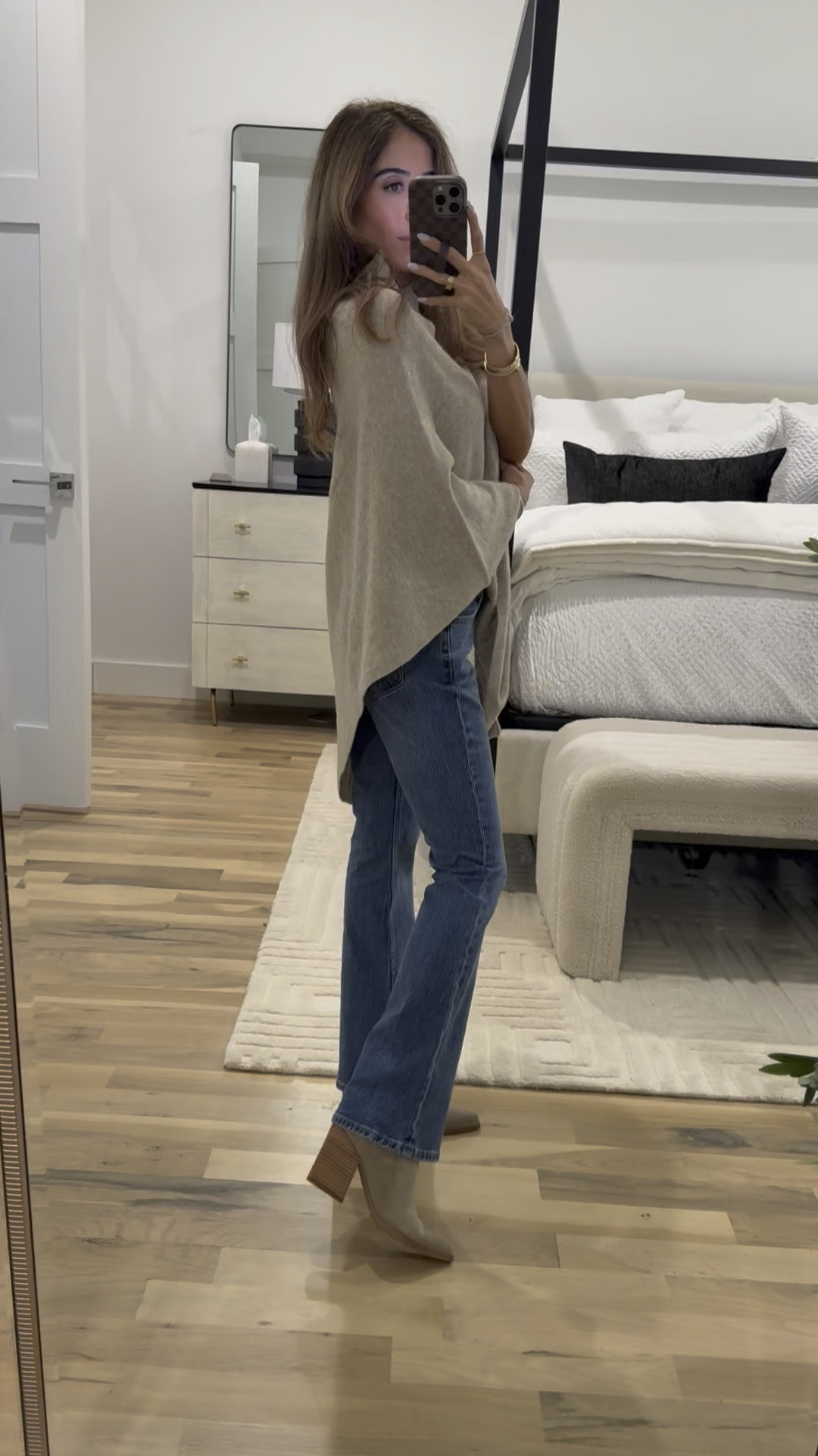 Thanksgiving outfit ideas Abercrombie  bootcut jeans size 23xs poncho wrap sweater booties

#LTKHoliday #LTKSaleAlert