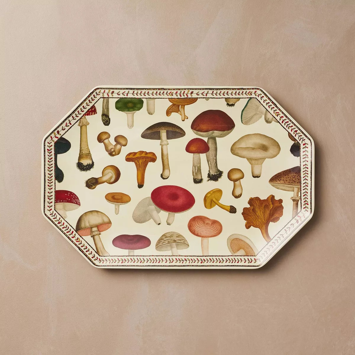 Octagonal Serving Tray Fall Assorted Mushrooms - John Derian for Target | Target