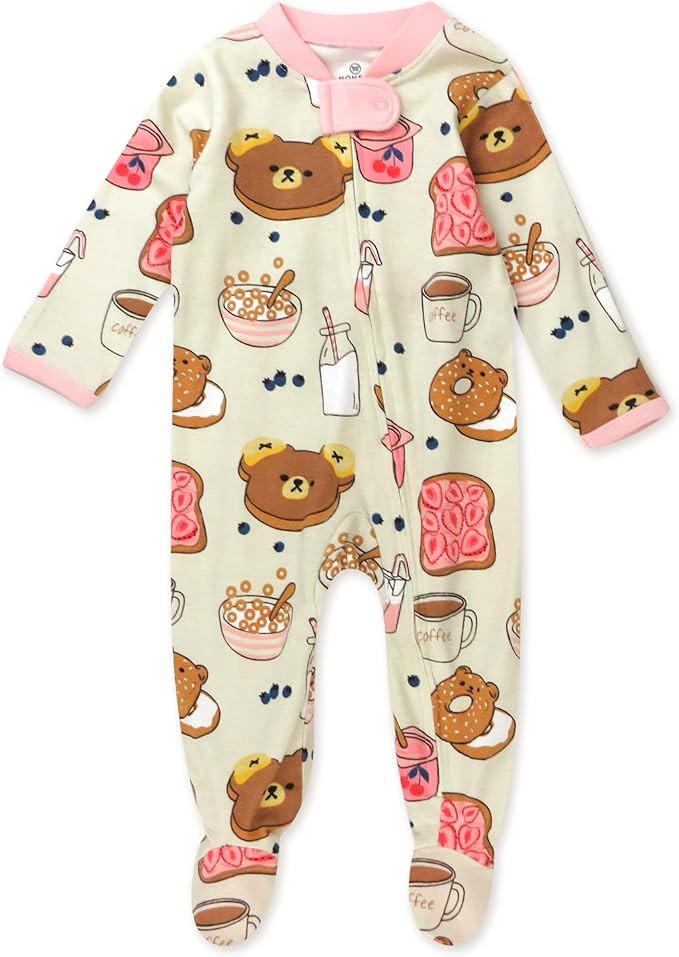 HonestBaby Baby Girls' Sleep and Play Footed Pajamas One-Piece Sleeper Jumpsuit Zip-front Pjs Org... | Amazon (US)