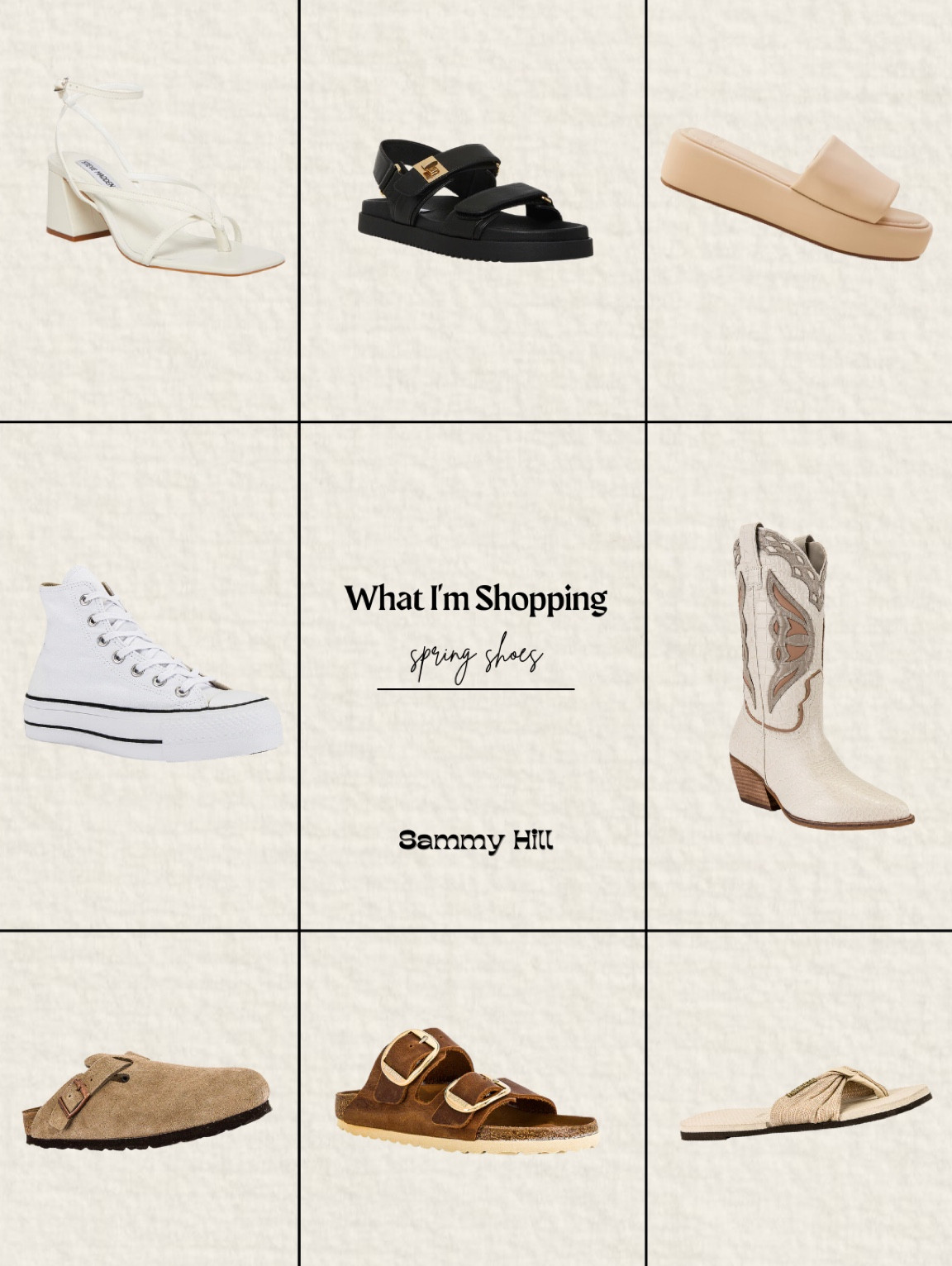 Spring shoes, spring sandals, western boots, converse platform sneaker, Birkenstock. 

#LTKSeasonal #LTKstyletip #LTKshoecrush