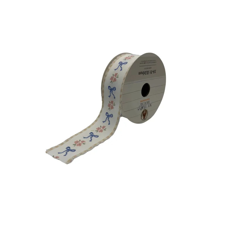 Bow and Flower Easter Ribbon, Pink and Blue, 18', by My Texas House | Walmart (US)