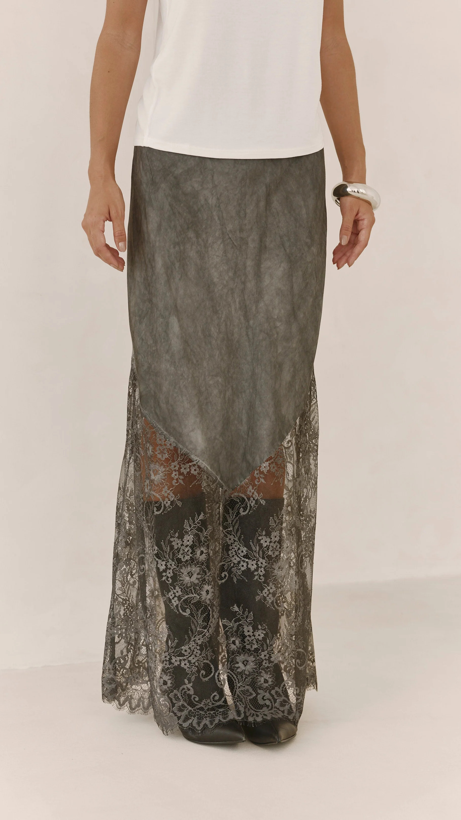 Solene Lace Skirt - Mid Grey | Charli