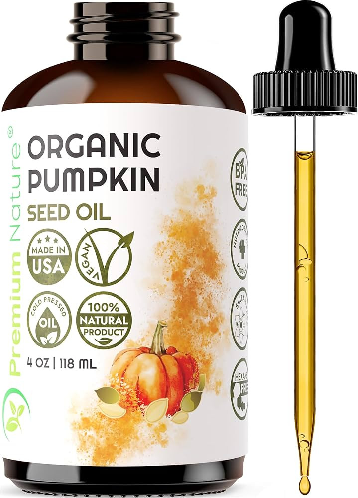 Organic Pumpkin Seed Oil Cold-Pressed Unrefined from Premium Nature, 100% Pumpkin Seed Oil for Ha... | Amazon (US)