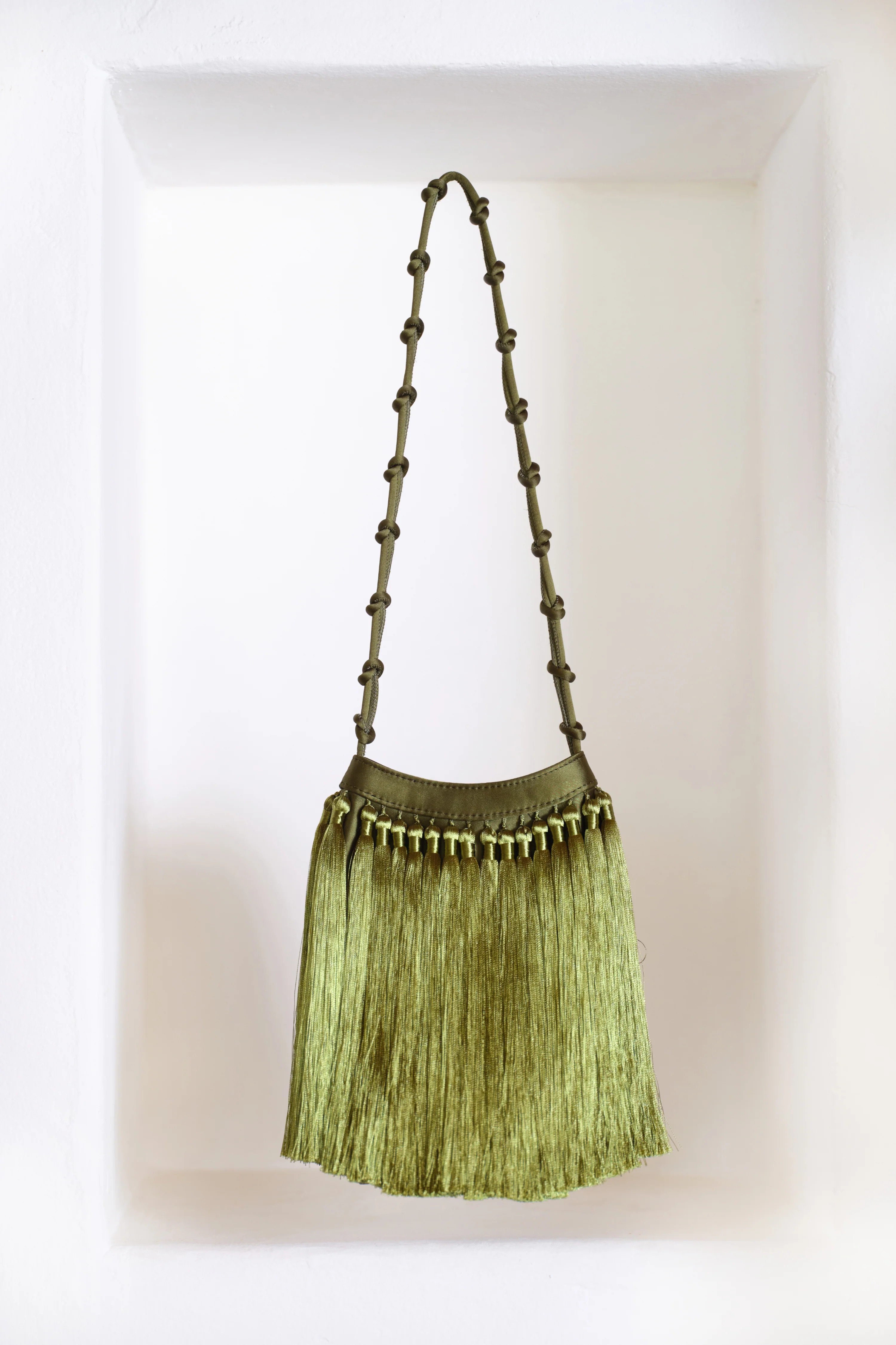 Tassel Knotty Bag In Moss Green | Simon Miller
