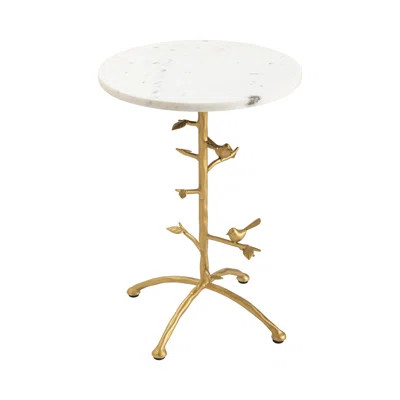 Branched Accent Table With Glass Top, Round Iron End Table For Living Room And Den, Handcrafted A... | Wayfair North America