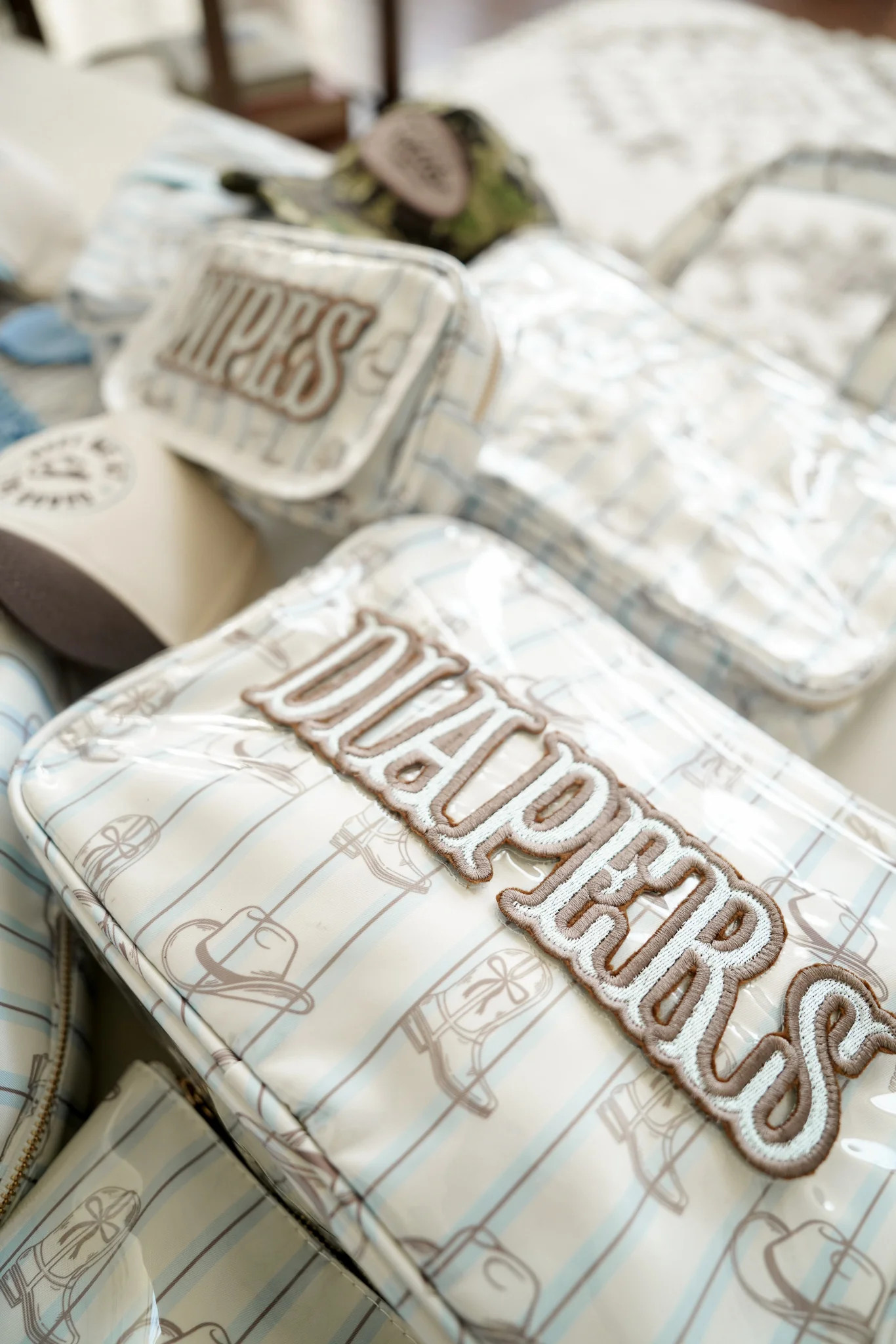 Diapers XL - Western Blues Clear Coat Bag | KenzKustomz