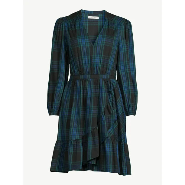 Free Assembly Women's V Neck Ruffle Mini Dress - Walmart.com | Walmart (US)