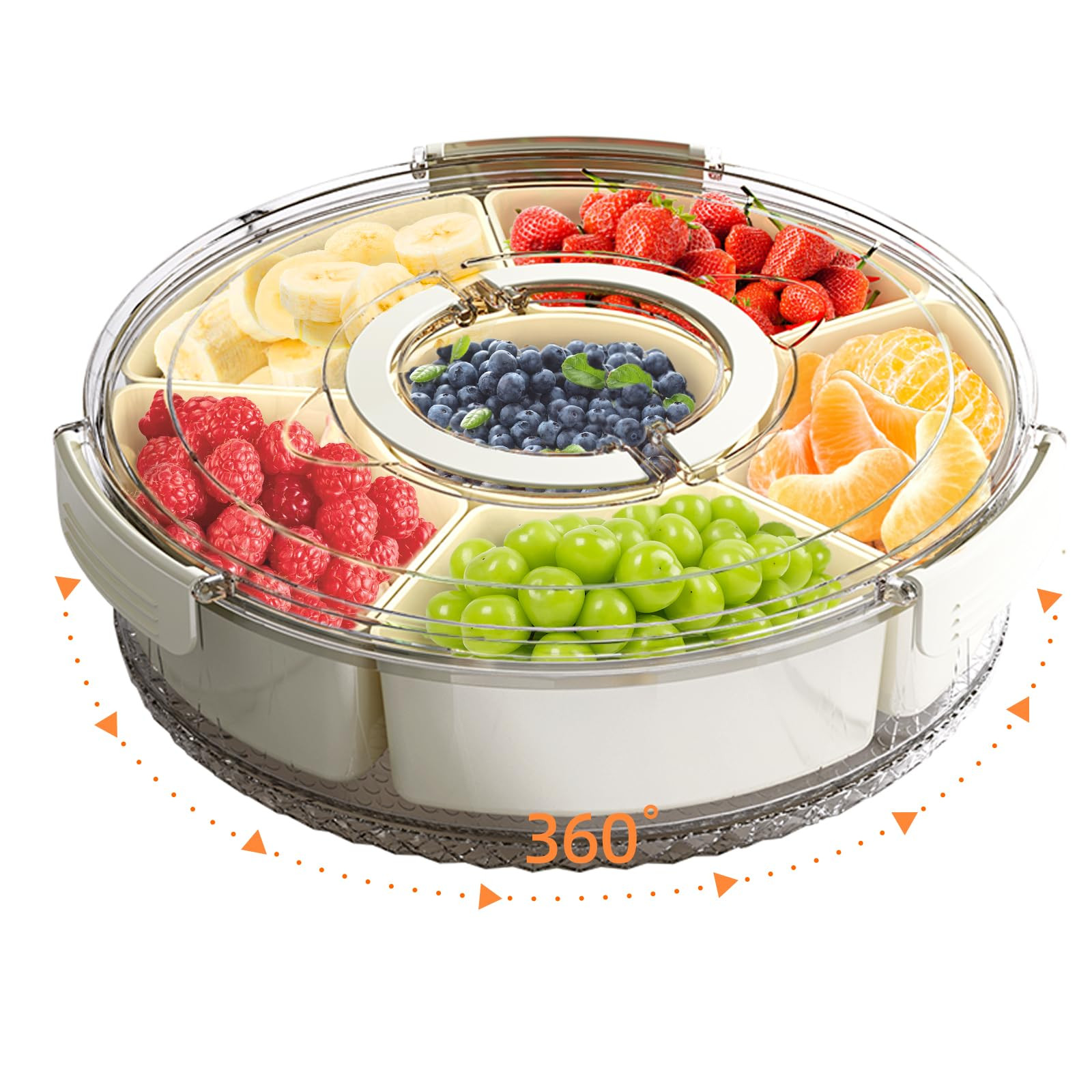 Divided Serving Tray with Lid and Handle, Stackable Snackle Box Container for Fruits Candy Organi... | Amazon (US)