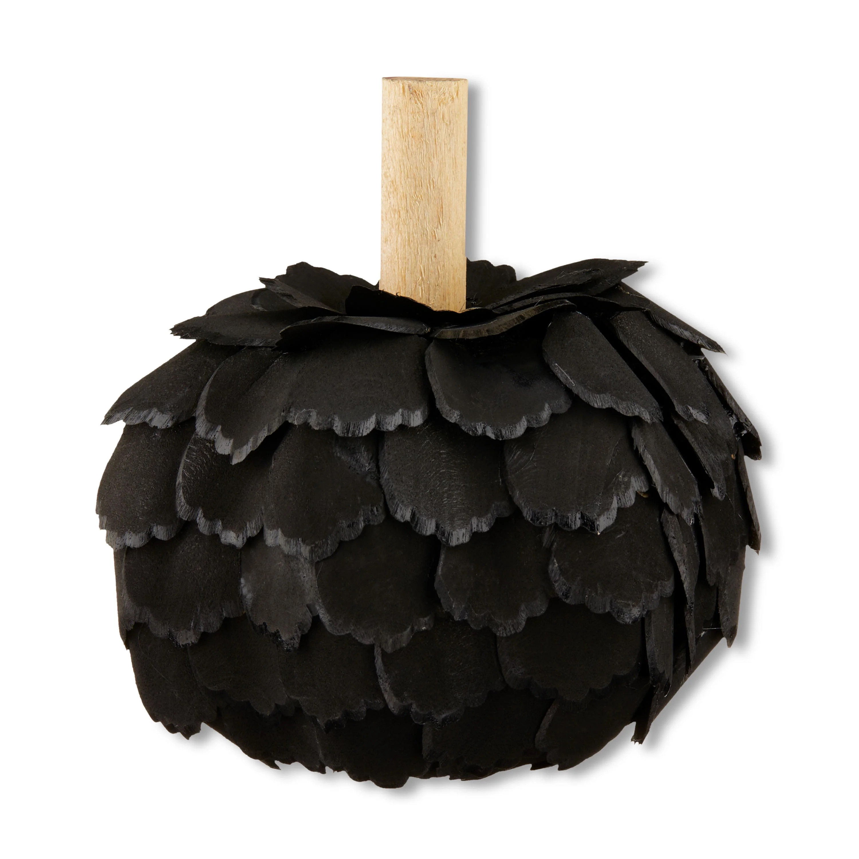 Halloween Black Wood Chip Pumpkin Decoration, 4.5 in x 4.5 in x 5 in, by Way To Celebrate | Walmart (US)