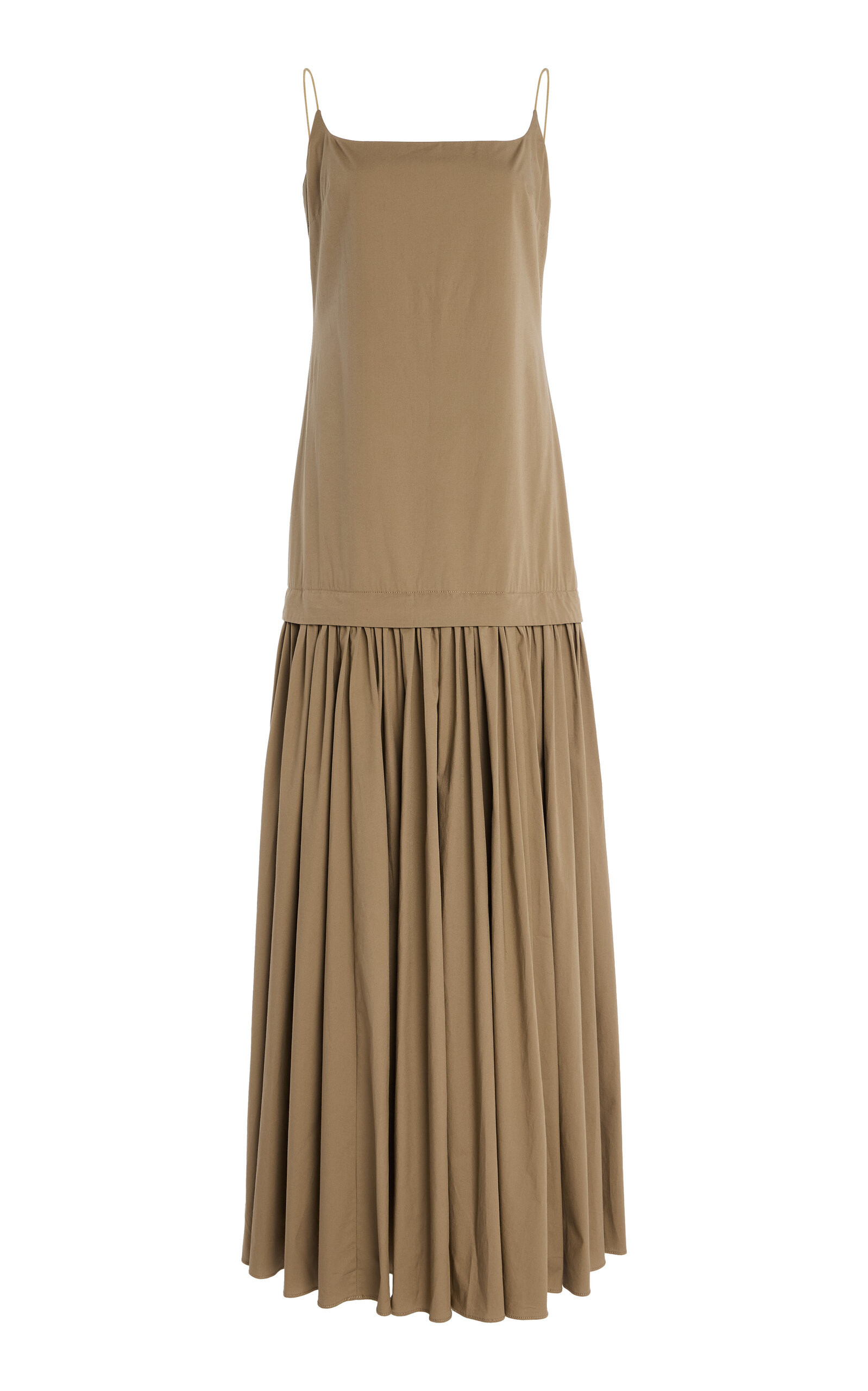 STAUD - Ari Stretch-Cotton Maxi Dress - Taupe - S - Moda Operandi | Moda Operandi (Global)
