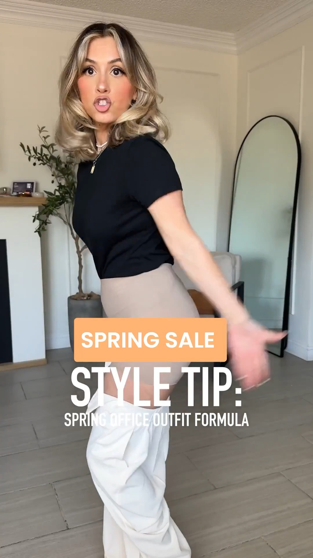 SPRING SALE!! Spring office outfit formula for my corporate girlies 😍 

✔️ the trousers are from the same brand, same size just different color. The first ones are in BEIGE the second ones are in LIGHT GREY. | I'm wearing them in SMALL LONG THIN (I'm 5'2) and I can wear them comfortably with a 3 inch heel or sneakers. 

✔️ I promise you that these crewneck T-shirts are not like the rest. These are good quality very nice T-shirts that look very professional. They're not vintagey they're not very thin. They are a nice crisp quality.. 

#LTKWorkwear #LTKSaleAlert #LTKootd