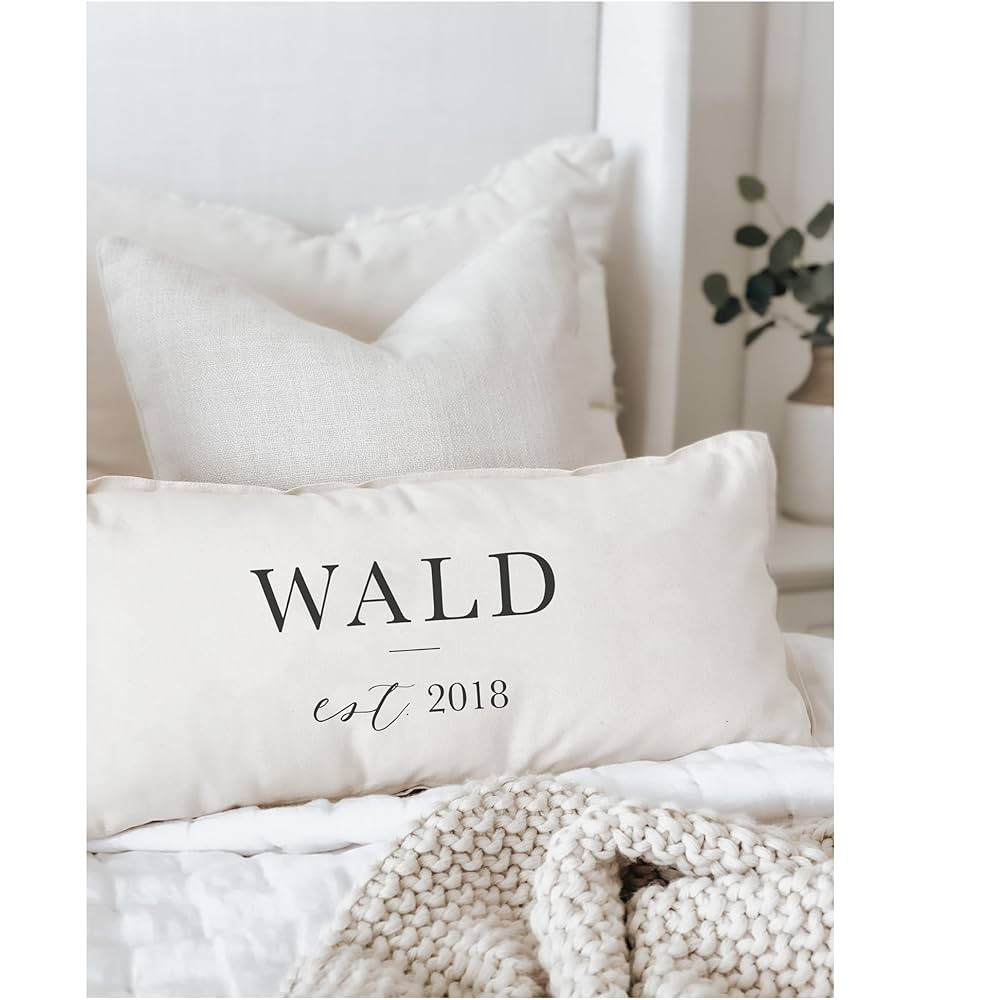 Personalized Lumbar Pillow - Last Name - Handmade in the USA, home decor, wedding gift, engagemen... | Amazon (US)