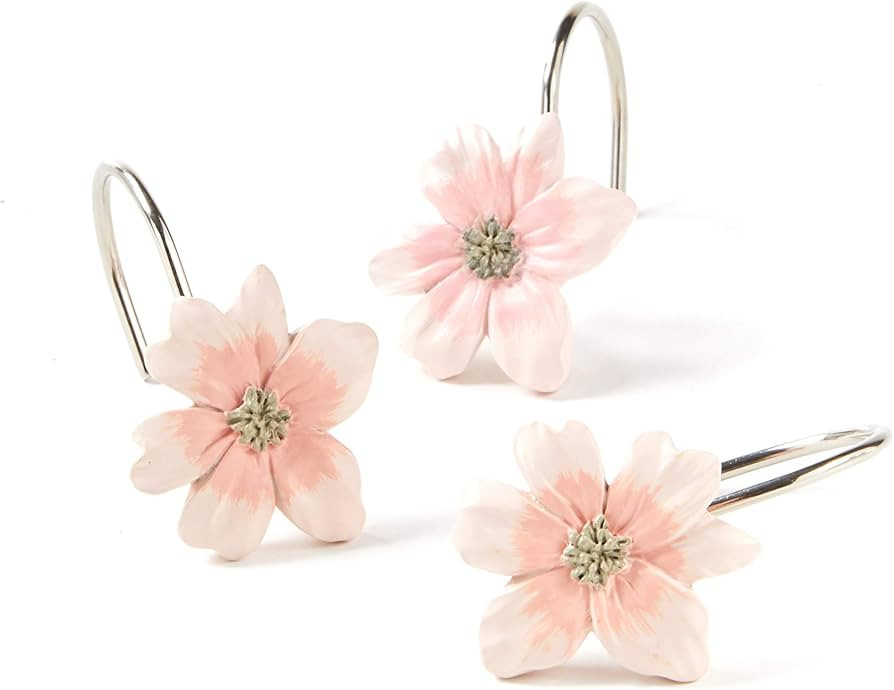 SKL Home Misty Floral Shower Curtain Hooks, Set of 12, Pink 12 Count | Amazon (US)