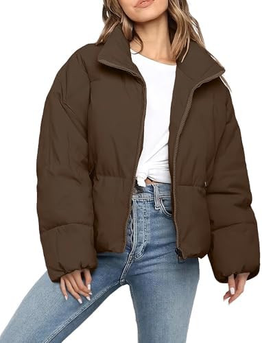WHN Women Puffer Jacket Coat Winter Quilted Outerwear 2025 Trendy Long Sleeve Puffy Warm Casual O... | Amazon (US)