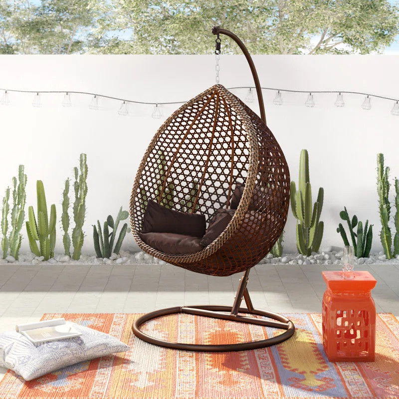 Giovanni Patio Outdoor Wicker Plastic Swing Chair with Stand | Wayfair North America