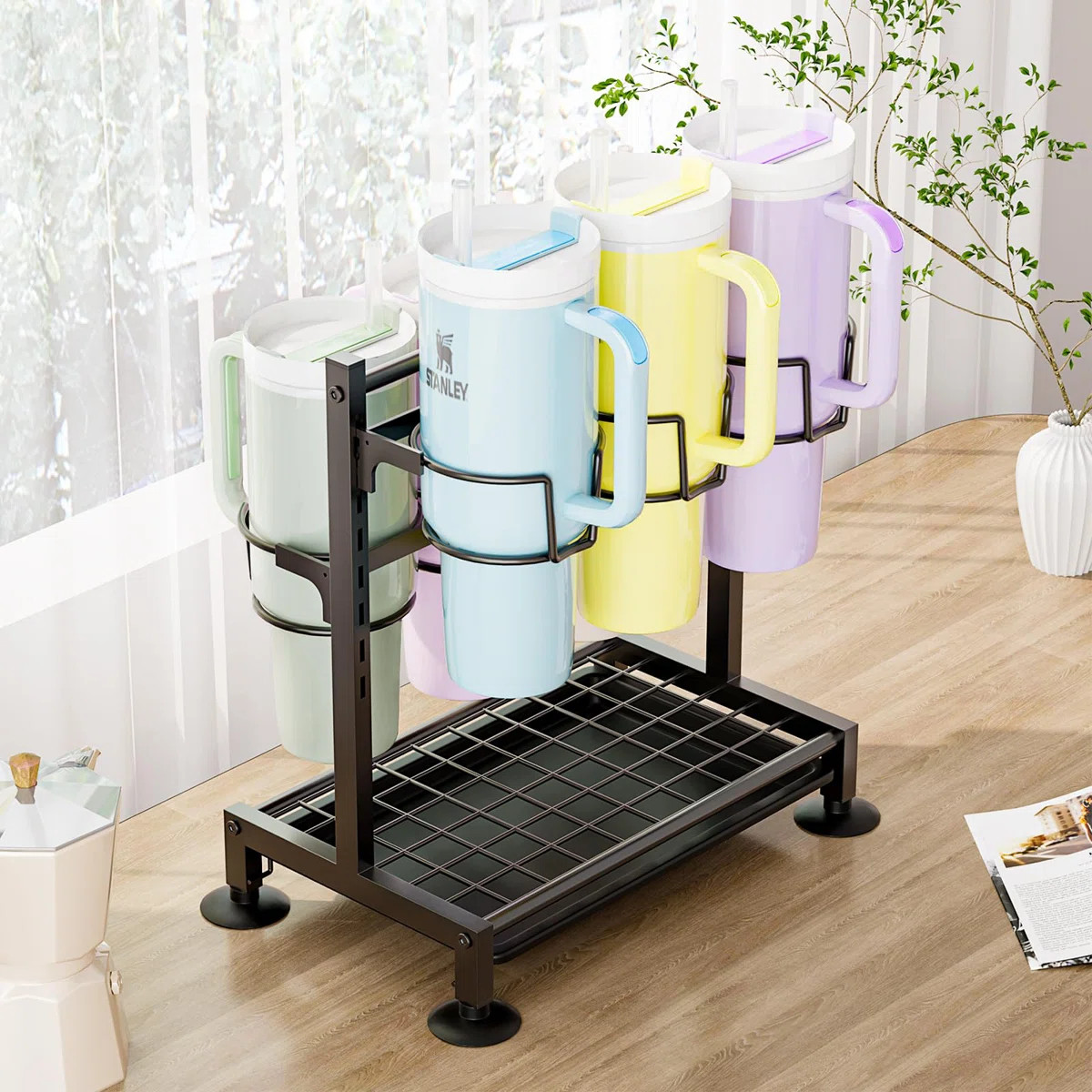 Tumbler Organizer Compatible With 40 Oz Cup Holder Water Bottle Storage Rack For Kitchen Cabinet ... | Wayfair North America