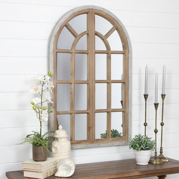 Athena Farmhouse Arch Wall Mirror - Brown - 43"h x 28.5"w x 1.5"d | Bed Bath & Beyond