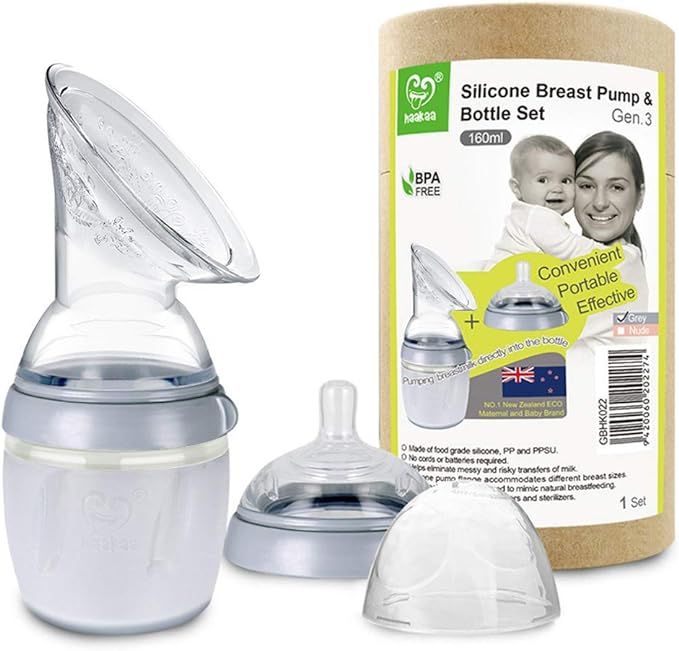 haakaa Manual Breast Pump Breast Milk Collector Gen 3 Multi-Functional Feeding Set 5.4oz/160ml | Amazon (US)