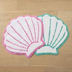Pink Palm Puff Shell Bath Mat | Pottery Barn Teen
