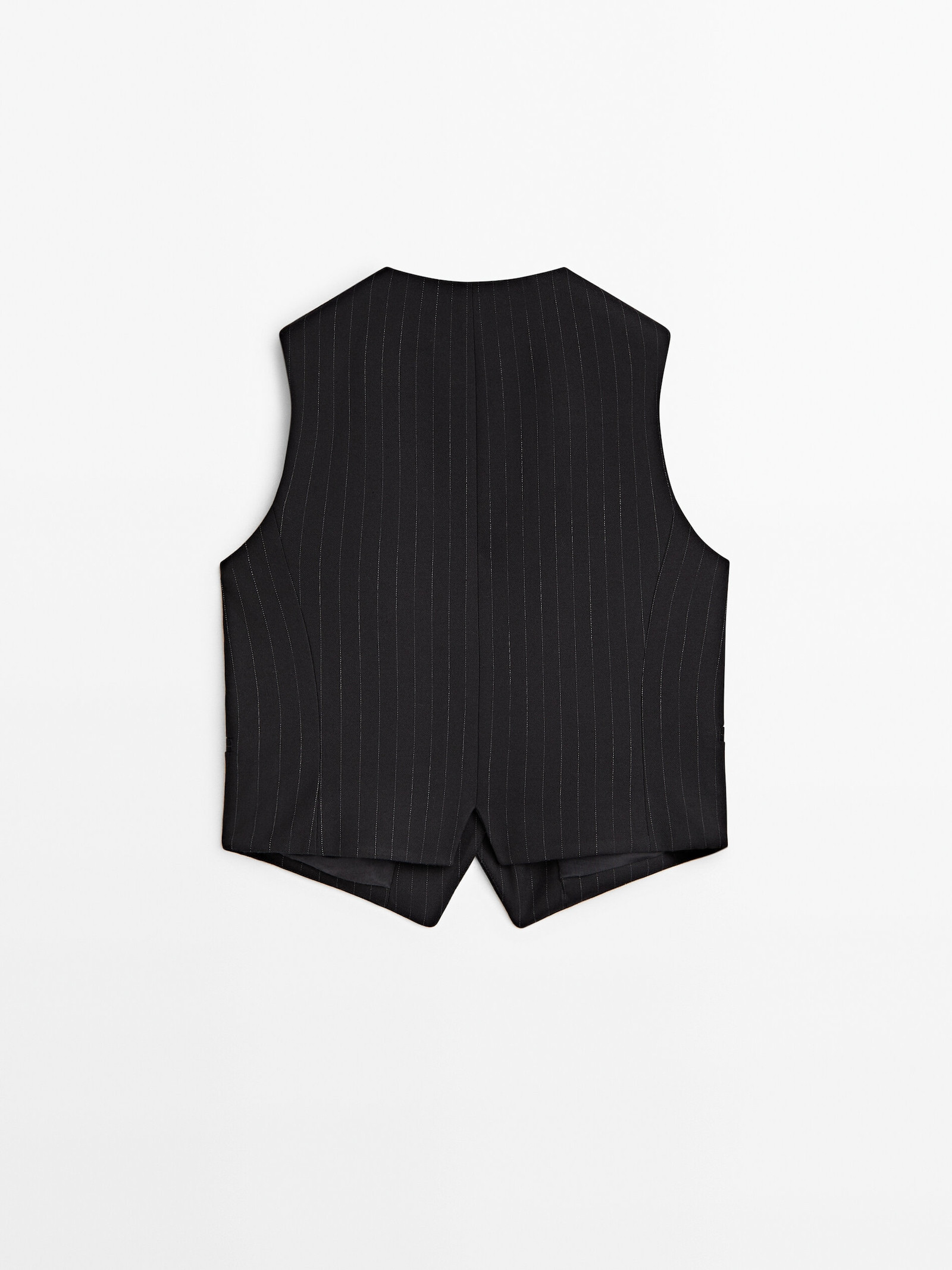 Short dashed stripe suit waistcoat | Massimo Dutti US