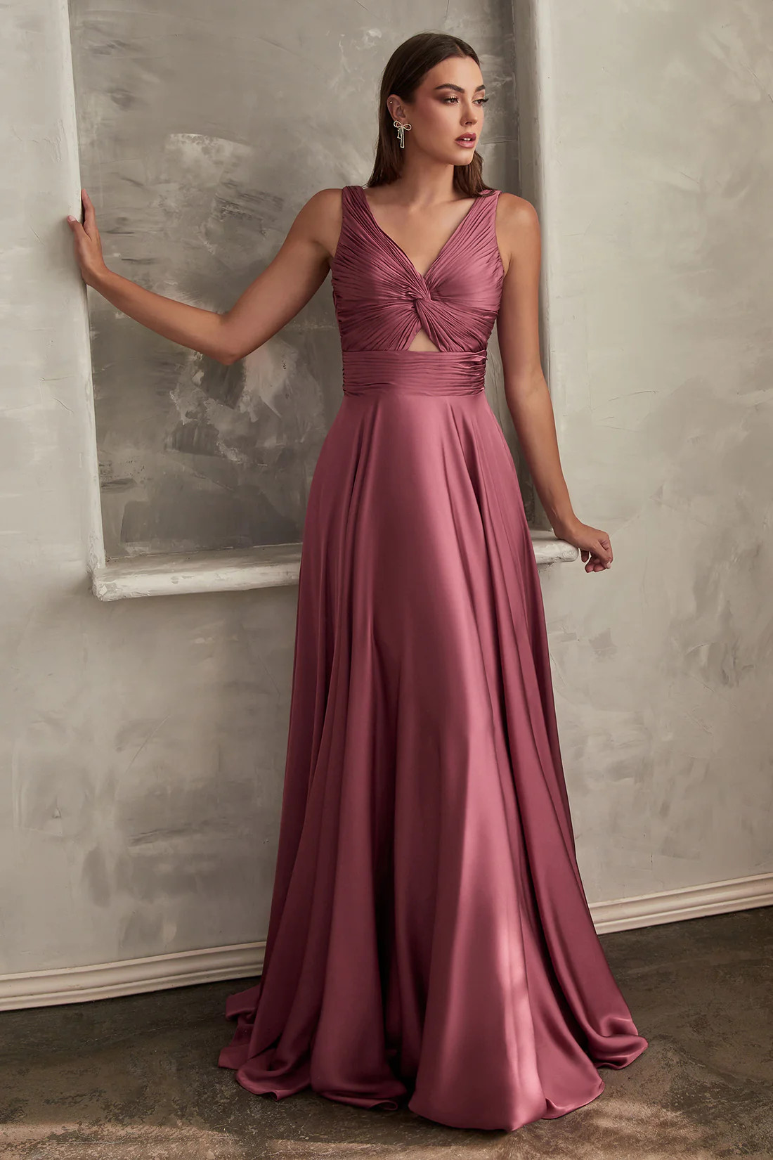 Marlena Gown - A-Line Keyhole Soft Satin Dress | Lady Black Tie