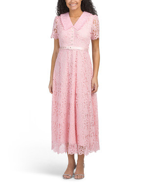 Short Sleeve Eyelet Collar Lace Maxi Dress | Casual Dresses  | Marshalls | Marshalls
