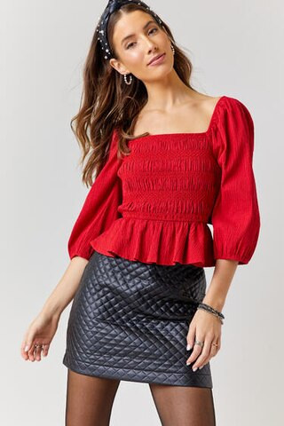 Lacie Smocked Bow Back Blouse  - francesca's | Francesca's