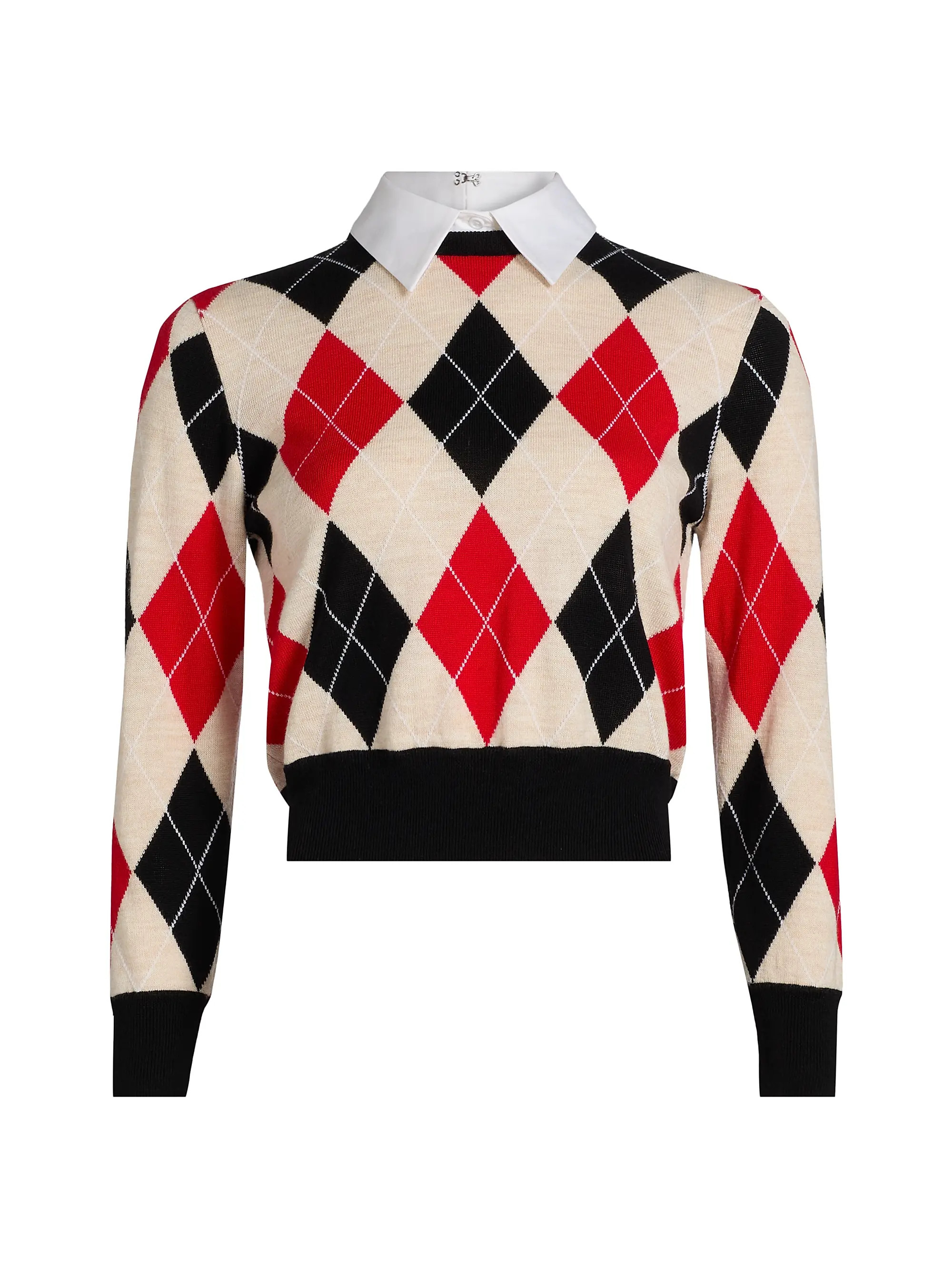 Alice + Olivia Carolann Argyle Wool-Blend Sweater | Saks Fifth Avenue | Saks Fifth Avenue