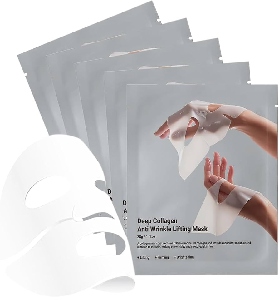 Deep Bio-Collagen Real Mask 28g*5ea, Facial Hydrogel Masks with Low Molecular Weight Collagen, Hy... | Amazon (US)
