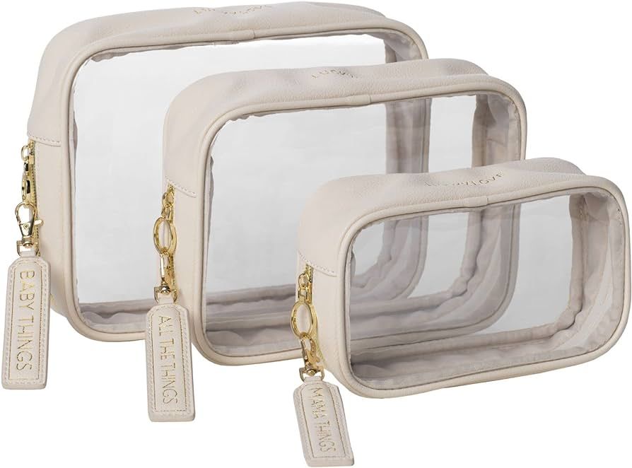 Lucky Love Diaper Bag Organizing Pouches | Set of 3 Including Diaper Clutch | Dry Wet Bag (Cream ... | Amazon (US)