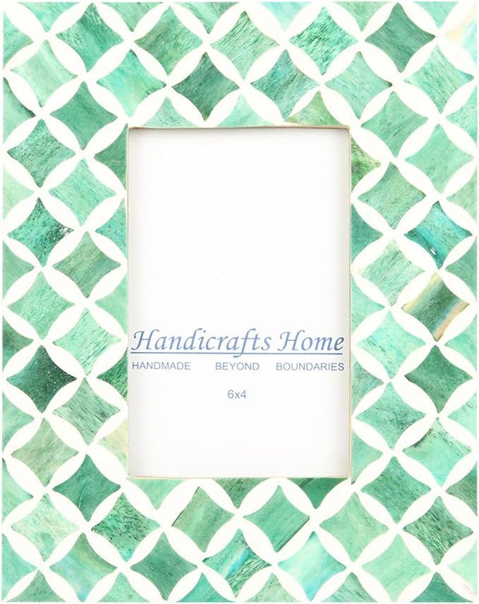 Handicrafts Home Photo Frame Green White Bone Mosaic Moroccan Picture Frames - 4x6, Star | Amazon (US)