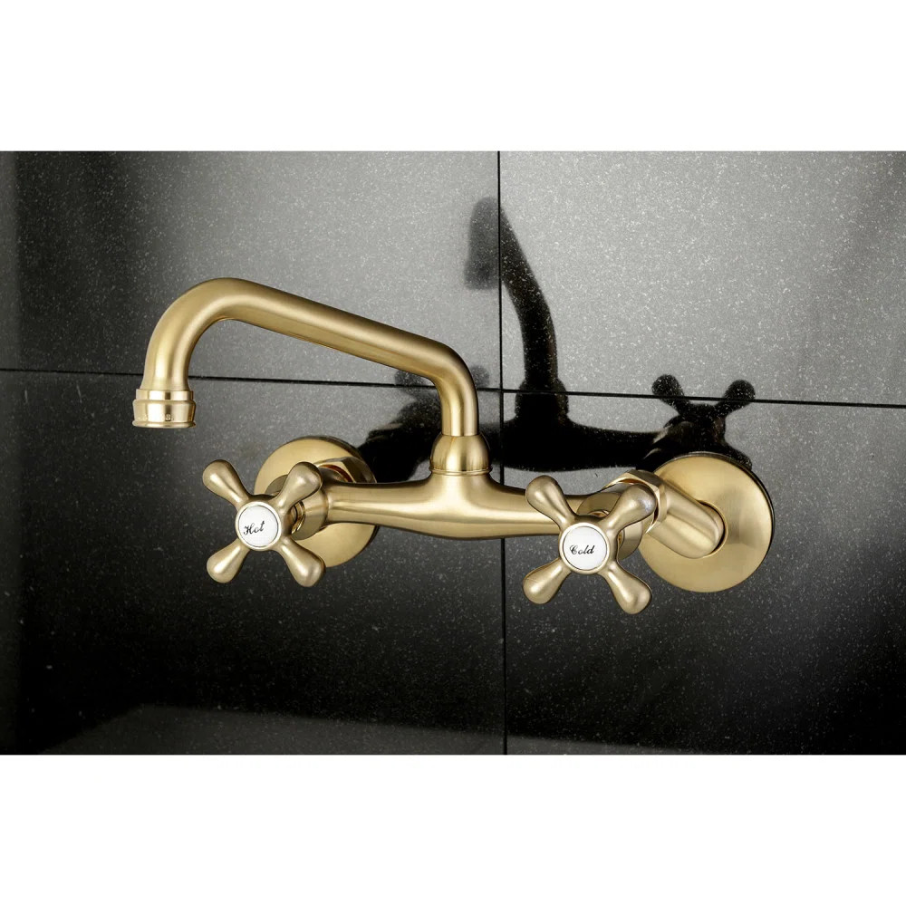 Kingston Brass Kingston Double-Handle 2-Hole Wall-Mount Bridge Kitchen Faucet KS213SB | Wayfair North America