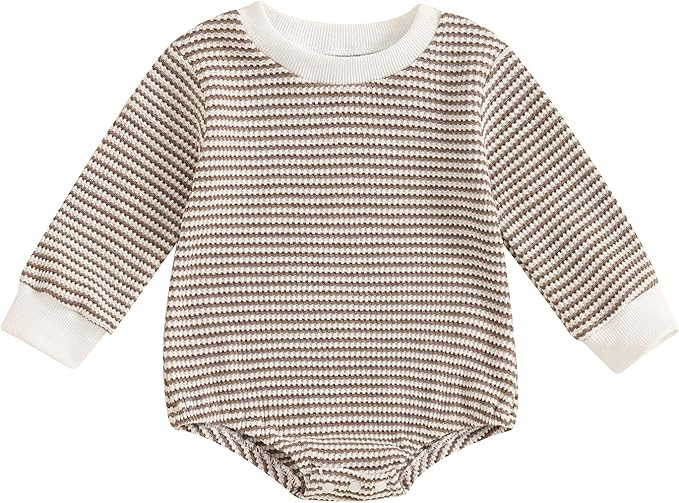 VISGOGO Unisex Baby Boy Girl Romper Waffle Newborn Infant Onesie Clothes Long Sleeve Bubble Overs... | Amazon (US)