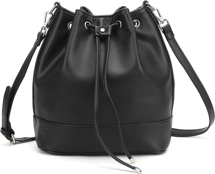 AFKOMST Drawstring Bucket Bag and Purses For Women,Soft PU Leather Shoulder Bag and Hobo Handbags... | Amazon (US)