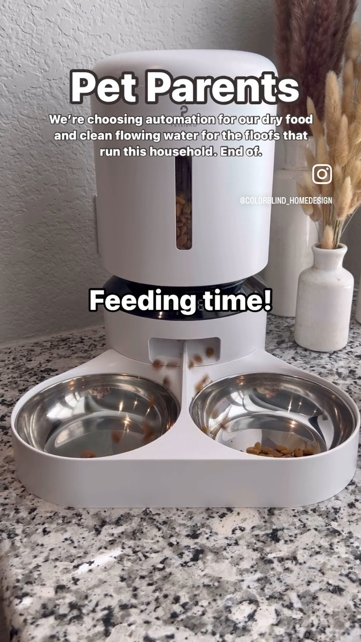 Automatic Pet Feeder for multiple pets. Can schedule up to 6 feeding times with multiple meal sizes. Also featuring filtered pet fountain for fresh clean water for further automation and convenience for my fellow pet parents. 

#LTKfamily #LTKfindsunder100 #LTKhome