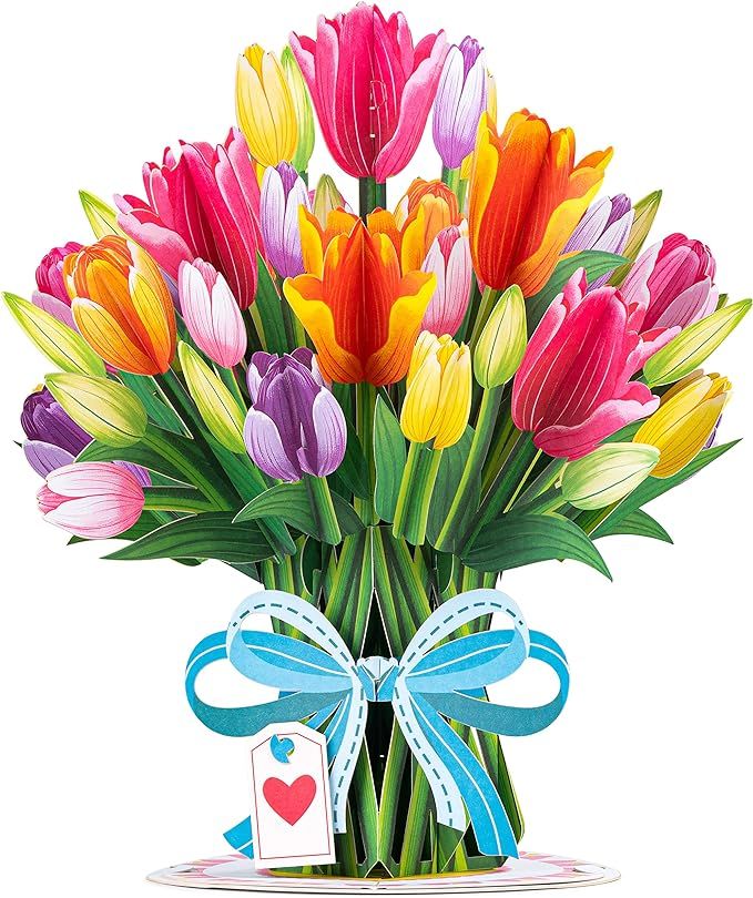 Paper Love HugePop 3D Tulip Pop Up Flower Bouquet Card, with Detachable Paper Flower, Mothers Day... | Amazon (US)