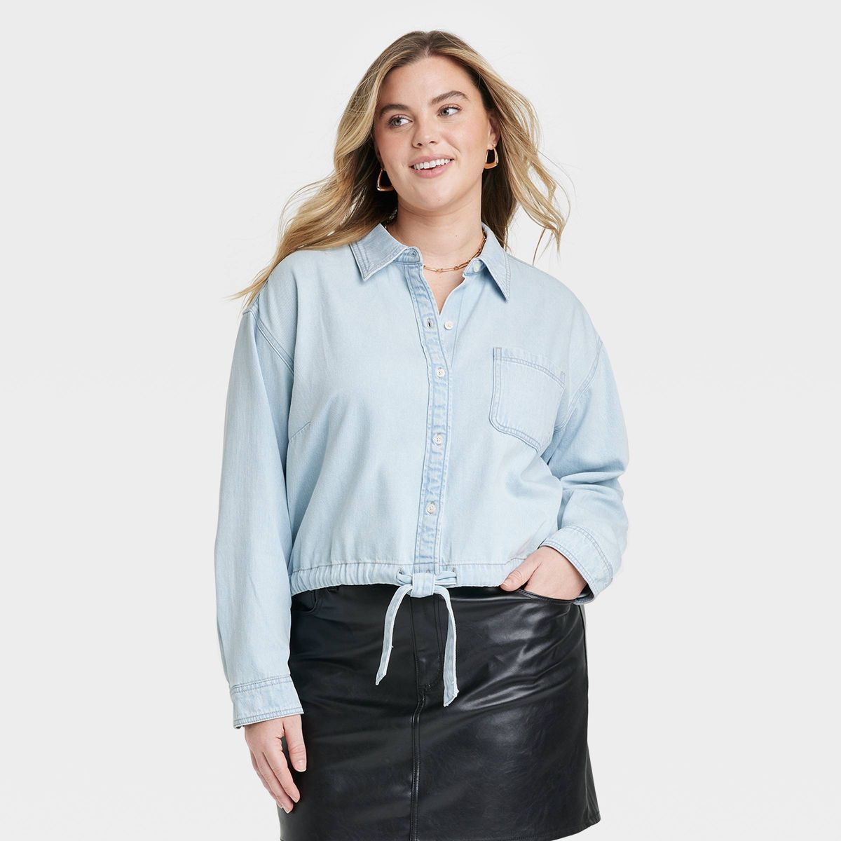 Women's Long Sleeve Collared Button-Down Shirt - Universal Thread™ Indigo | Target