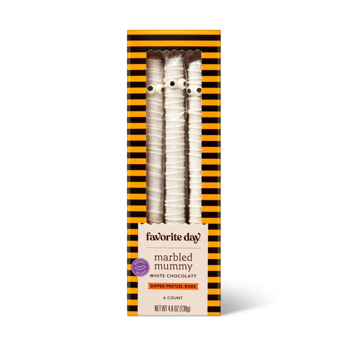 Halloween Mummy Pretzel Rods w/ White Drizzle - 6ct/4.8oz - Favorite Day™ | Target
