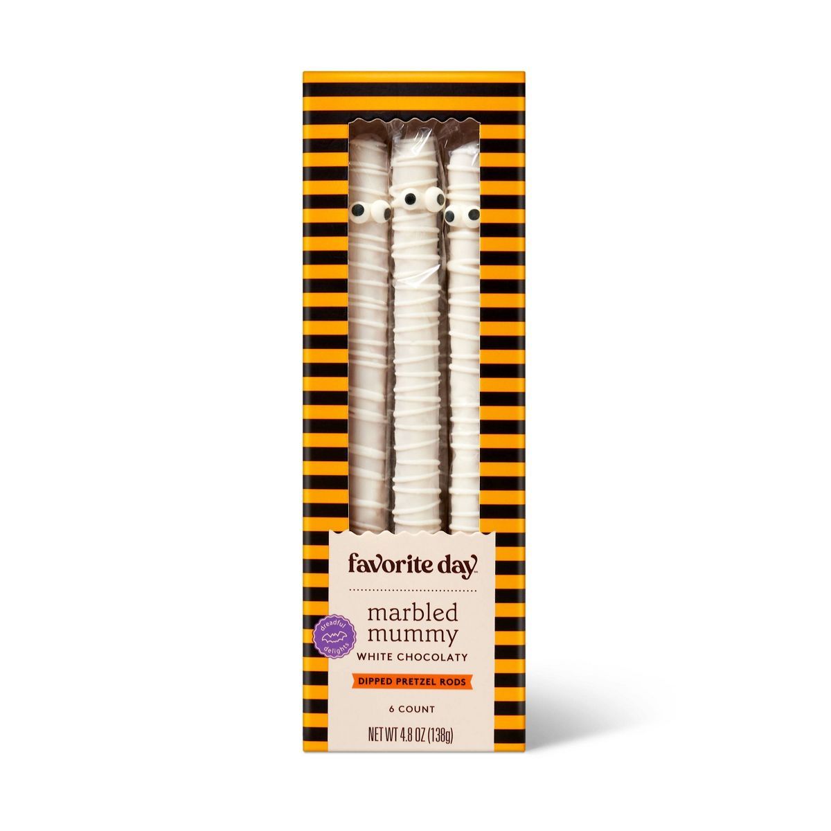 Mummy Pretzel Rods w/ White Drizzle - 6ct/4.8oz - Favorite Day™ | Target
