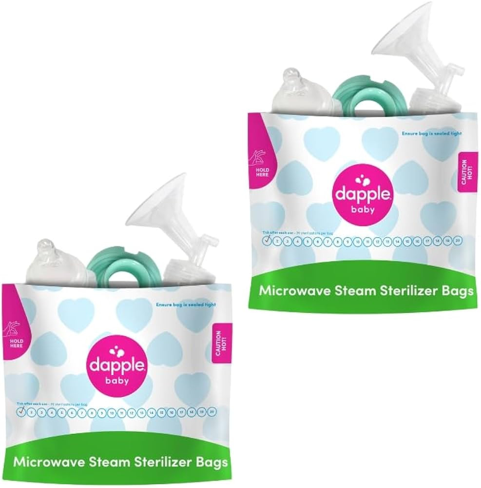 Dapple Baby Microwave Sterilizer Bags, Reusable for Breast Pump Parts & Baby Bottle, 20 Uses Per ... | Amazon (US)
