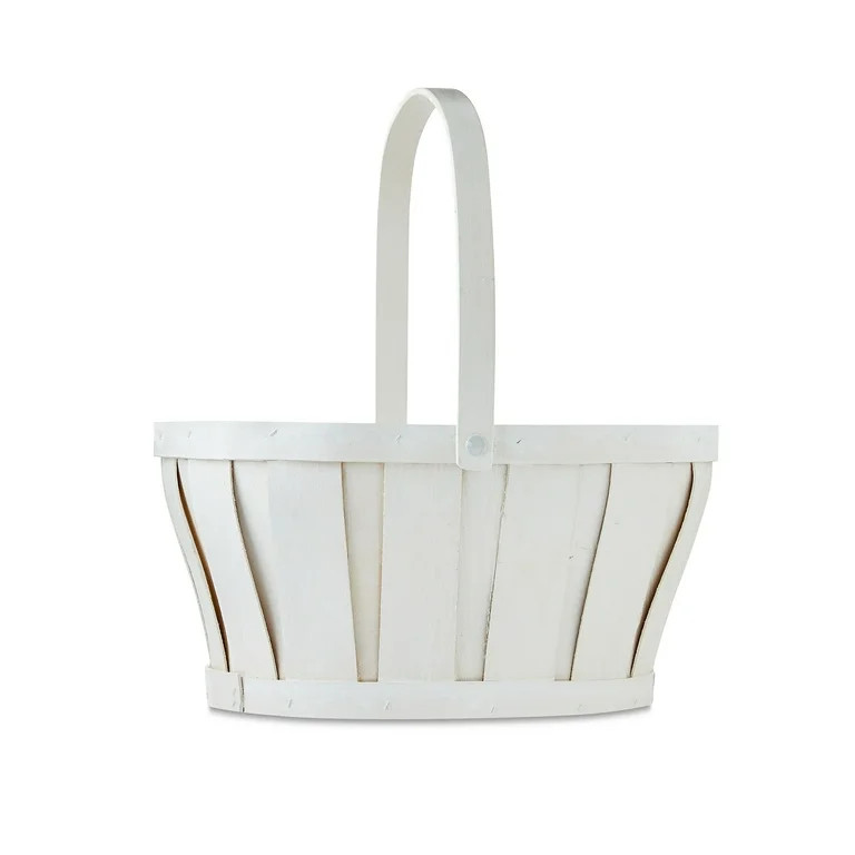 Easter White Oval Woodchip Basket, 12 in x 9.5 in x 13 in, by Way To Celebrate | Walmart (US)