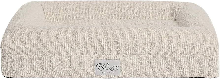 Comfy Bouclé Memory Foam Pet Bed Stylish, Washable Cover, Small Dogs and Cats, 25.9 x 18.89 x 5.... | Amazon (US)