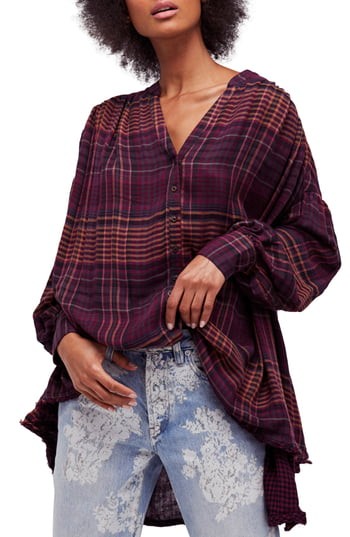 Women's Free People Come On Over Plaid Top, Size X-Small - Burgundy | Nordstrom