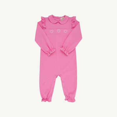 Biltmore Romper - Winter Park Pink with Heart Embroidery | The Beaufort Bonnet Company