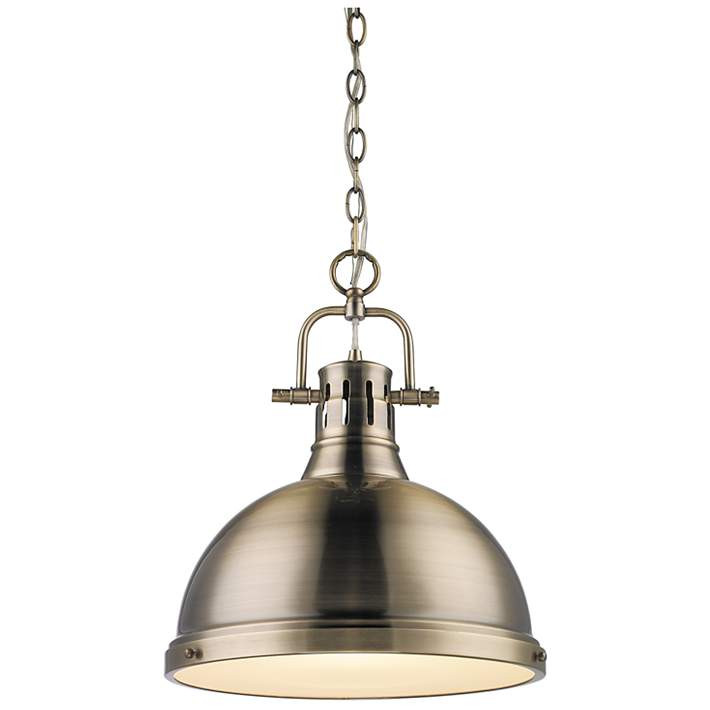 Duncan 14" Wide Aged Brass Pendant Light with Chain - #60K46 | Lamps Plus | Lamps Plus