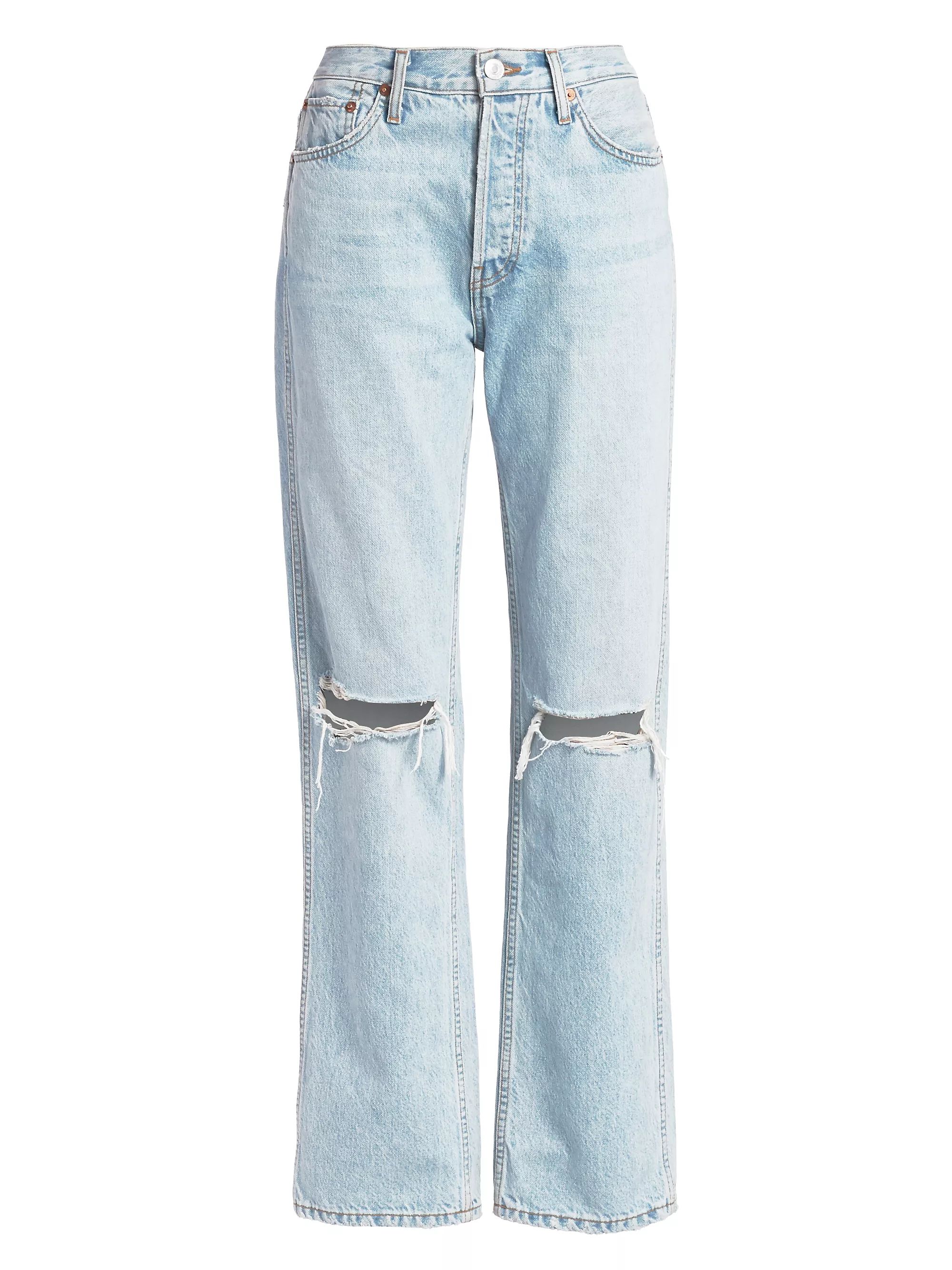 High-Rise Ripped-Knee Loose Jeans | Saks Fifth Avenue