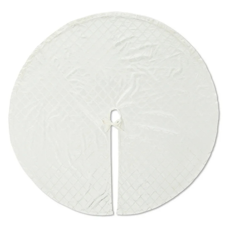 Embossed Velvet Christmas Tree Skirt, White, 48", by Holiday Time | Walmart (US)