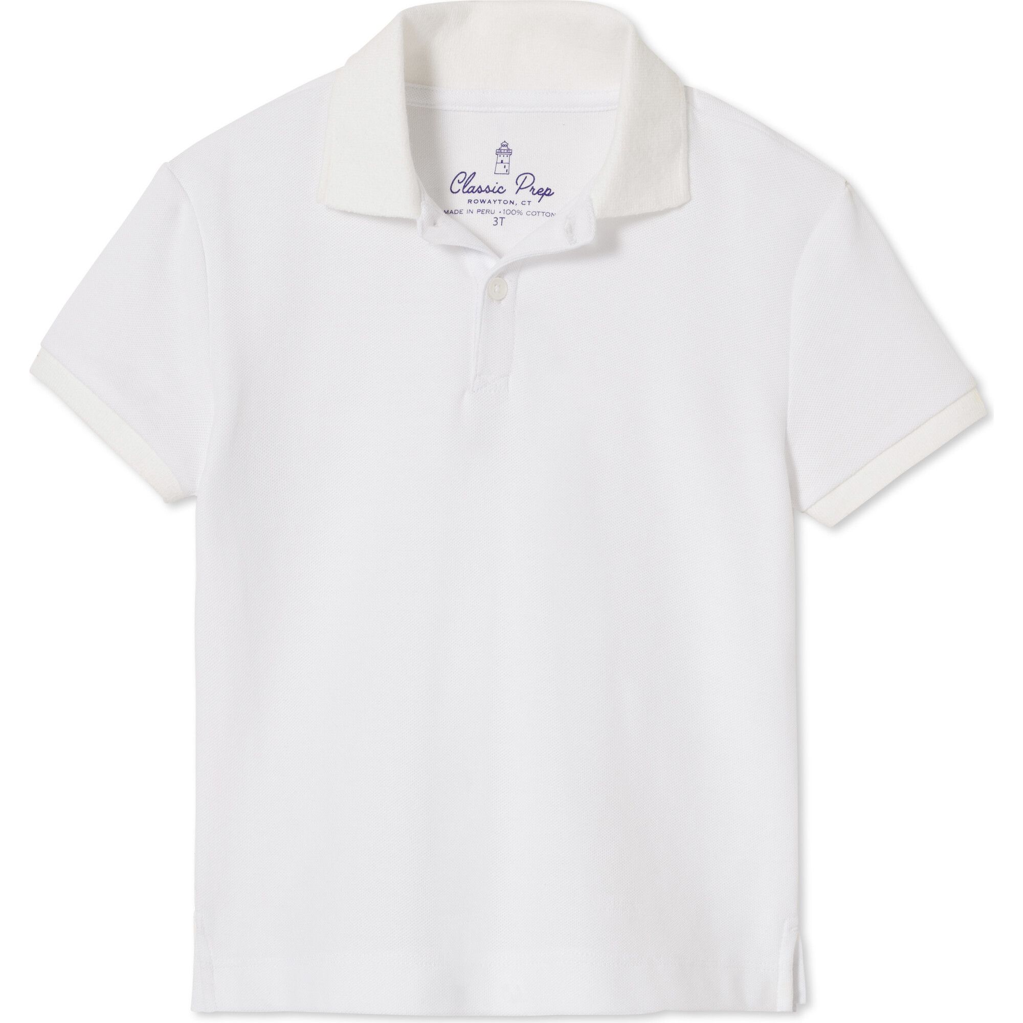 Huck Short Sleeve Solid Pique Polo Shirt, Bright White | Maisonette