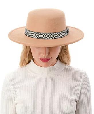 Marcus Adler Women's Felt Hat With Geo Print Band, Tan | Belk