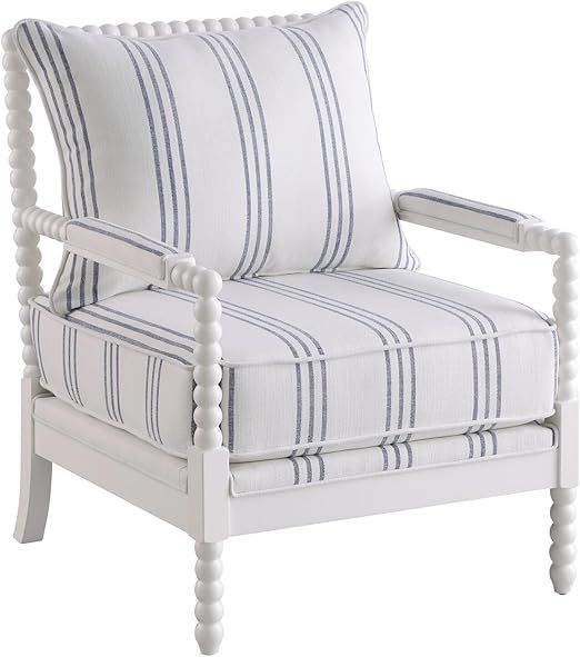 Coaster Blanchett Fabric Upholstered Accent Chair with Spindle White and Navy | Amazon (US)